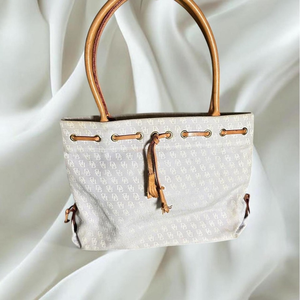 Dooney & Bourke light lavender signature monogram canvas tote leather trim y2k - Picture 1 of 6
